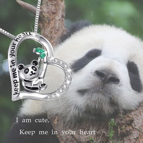 Panda Necklace for Women, Keep Me in Your Heart 925 Sterling Silver Cute Animal Love Heart Pendant Necklace for Women Girls Birthday Gifts in Saudi Arabia