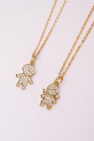 18K Gold Plated Necklace for Women, Personalized Necklace, Personalized Children Charms, Boy and Girl Charm, Custom Necklace, Mom Necklace, Women Trendy, Dainty Jewelry in Saudi Arabia