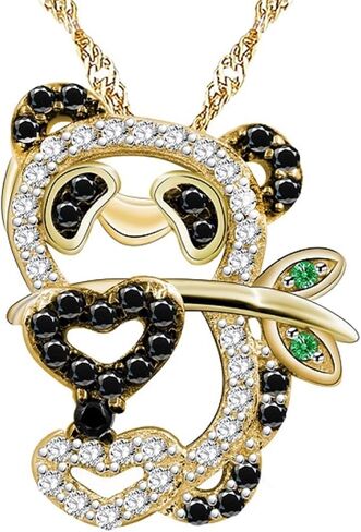 Uloveido Black Panda Necklaces Animal Pendants Gold Color Cute Lovely Necklace Jewelry Gifts for Girls Y315 in Saudi Arabia