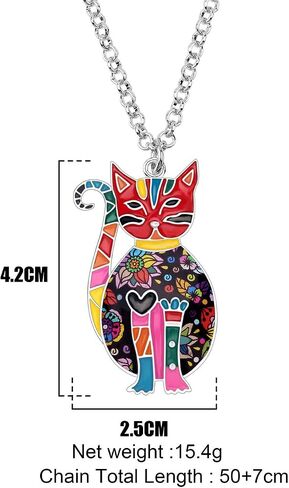 DOWAY Cute Enamel Cat Necklace for Women Girls Floral Enamel Pet Kitten Pendant Jewelry Gift in Saudi Arabia