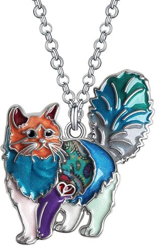 DOWAY Cute Enamel Cat Necklace for Women Girls Floral Enamel Pet Kitten Pendant Jewelry Gift in Saudi Arabia