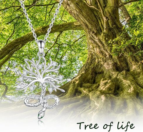 Tree of Life Necklace for Women - 925 Sterling Silver Snake Pendant Cubic Zirconia Family Trees Jewelry Dainty Gifts for Girls Mom Her, Sterling Silver, Cubic Zirconia in Kuwait