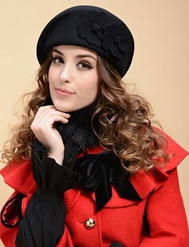 INOGIH Wool Blend French Beret Hat for Women Solid Beanie Cap Stretchable Winter Warm Beret in Saudi Arabia