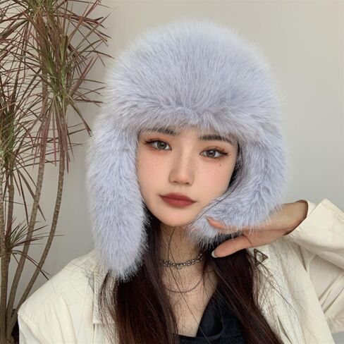 Luxurious Faux Mink Fur Ladies Trapper Hat，Pure Color Simplistic Women’s Winter Hat，Furry Ushanka Warm Hat in Saudi Arabia