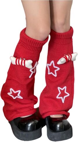 Grunge Socks Fairy Grunge Cloth Leg Warmers High Knee Long Boot Knit Socks Star Pattern Bone Accessories Punk Women in Saudi Arabia