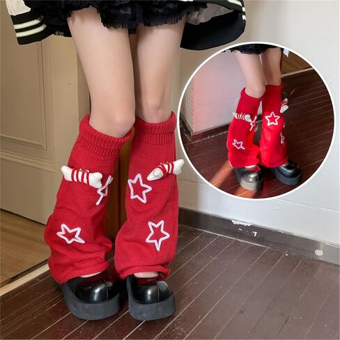Grunge Socks Fairy Grunge Cloth Leg Warmers High Knee Long Boot Knit Socks Star Pattern Bone Accessories Punk Women in Saudi Arabia