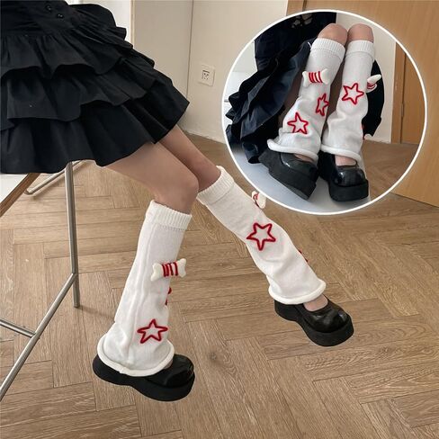 Grunge Socks Fairy Grunge Cloth Leg Warmers High Knee Long Boot Knit Socks Star Pattern Bone Accessories Punk Women in Saudi Arabia