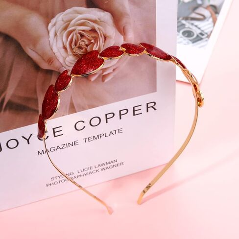 Valentine's Day Headband Glitter Heart Headband Sparky Sweet Love Heart Hairband Hair Accessories for Women Girls Festive Holiday Gift Fuchsia in Saudi Arabia
