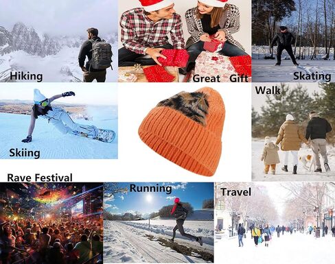 Leopard Print Cat Ears Beanie Hat Cute Solid Color Skull Cap Knit Cuffed Watch Hats in Kuwait