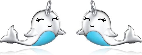 925 Sterling Silver Animal Stud Earrings for Women Girls Panda/Narwhal/Piggy/Frog/Dinosaur/Bunny Earrings Jewelly Birthday Christmas Animal Fans Gifts in Saudi Arabia
