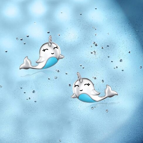 925 Sterling Silver Animal Stud Earrings for Women Girls Panda/Narwhal/Piggy/Frog/Dinosaur/Bunny Earrings Jewelly Birthday Christmas Animal Fans Gifts in Saudi Arabia