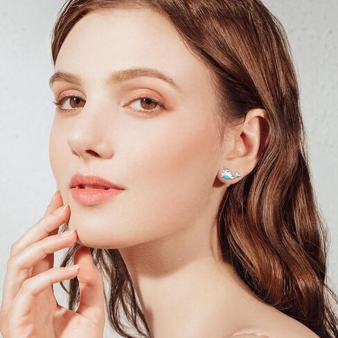925 Sterling Silver Animal Stud Earrings for Women Girls Panda/Narwhal/Piggy/Frog/Dinosaur/Bunny Earrings Jewelly Birthday Christmas Animal Fans Gifts in Saudi Arabia