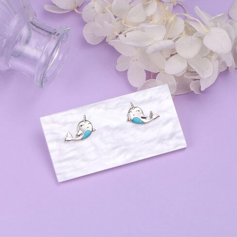 925 Sterling Silver Animal Stud Earrings for Women Girls Panda/Narwhal/Piggy/Frog/Dinosaur/Bunny Earrings Jewelly Birthday Christmas Animal Fans Gifts in Saudi Arabia