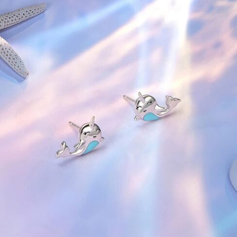 925 Sterling Silver Animal Stud Earrings for Women Girls Panda/Narwhal/Piggy/Frog/Dinosaur/Bunny Earrings Jewelly Birthday Christmas Animal Fans Gifts in Saudi Arabia