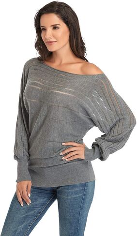 سترة نسائية من Dilgul بدون أكتاف وأكمام تشبه جناح الخفاش، سترة فضفاضة كبيرة الحجم وشبه شفافة ومتماسكة، سترة فضفاضة in Kuwait