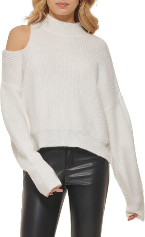 DKNY Women's Cold-Shoulder Ribbed Long Sleeve Sweater in Saudi Arabia