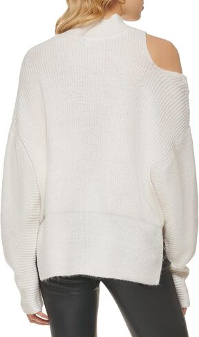 DKNY Women's Cold-Shoulder Ribbed Long Sleeve Sweater in Saudi Arabia