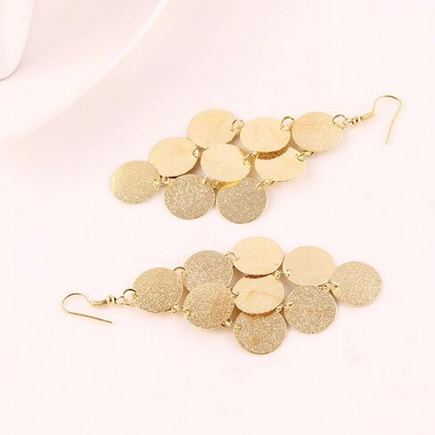 Geometric Circle Coin Drop Earrings Boho Long Sequins Dangle Earrings for Women Girls in Kuwait