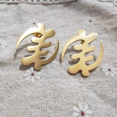 Exaggerated African Symbol in Afrcan Map Earrings Gold Color Stainless Steel Comb with Symbol Ethnic Jewelry in Kuwait