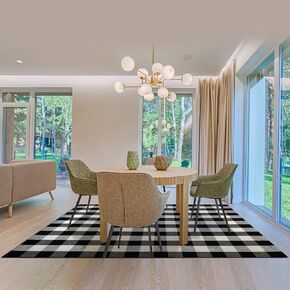 NANTA Cotton Buffalo Plaid Rug 2’ x 4.3’ Buffalo Check Rug Black and White Runner Rug Washable Kitchen Mat