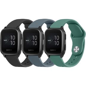 Wanme Bands for Garmin Venu 2 Plus / Venu Sq / Venu / Vivoactive 3 Watch Band Women Men, 3 PACK Soft Silicone Replacement Wristband Sport Strap for Garmin Vivomove Sport, Vivoactive 3 Music, Forerunner 645 / 245 Music Smart Watch