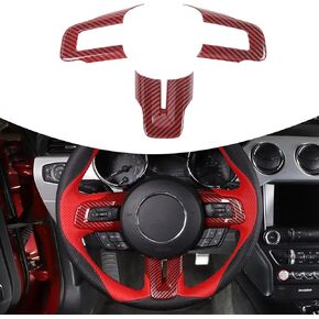 RT-TCZ Carbon Fiber Steering Wheel Decoration Interior Trim Kit Accessories for 2015-2022 Ford Mustang