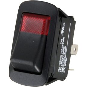 JR Products 13815 Lens 12V Lamp Water Resistant SPST On/Off Switch, Black/Red