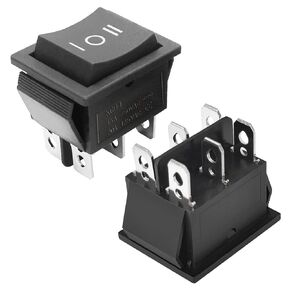 2Pcs Black Boat Rocker Toggle Switch Start On/Off/On Momentary Rocker Switch for Car Motorcycle Boat or Other Home Appliances (3 Position 6 Pins) 20A/125V 16A/250V KCD4