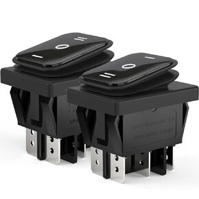 2Pcs AC 16A/250V 125V 3 Position ON/Off/ON Waterproof Toggle Wiring Boat Rocker Switch Black