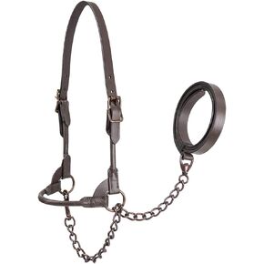 Derby Originals Bronze Beauty Premium Round Rolled Leather Cattle Show Halter with Matching Chain Lead