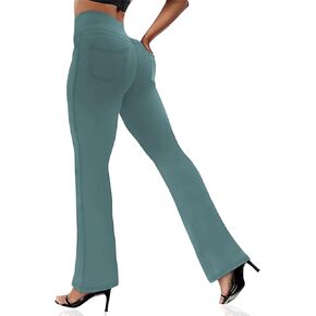 VOOVEEYA Women's Bootcut Leggings - Bootleg Yoga Pants Flare with 4 Pockets,Tummy Control High Waisted Casual Dress Pants