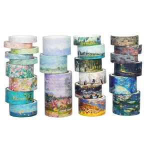 24 Rolls Washi Tape Set - Oil Painting Decorative Masking Tape Holiday for Bullet Journal, Planner, DIY Arts & Crafts, Scrapbooking, Gift Wrapping