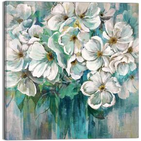 LAIART Bathroom Wall Decor Art Country Style Canvas Flowers Pictures Print Farmhouse Vintage Artwork for Kitchen Bedroom living room (flower, 12"x 12")