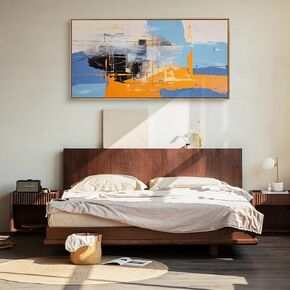 Baisuwallart WKBS0975 Wall Art Framed Abstract Canvas Artwork Decor Nordic Luxury Abstract Gold oil Painting Lines Colorful Picture Print for Bedroom Living Room Home Office Walls Ready to Hang