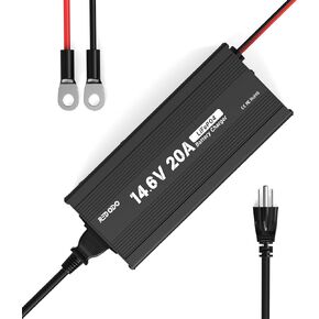 Redodo 14.6V 20A Lifepo4 Battery Charger for Lithium Iron Phosphate Battery, Support Fast Charging, High Charging Efficiency Designed for Deep Cycle LiFePO4 Battery Charging