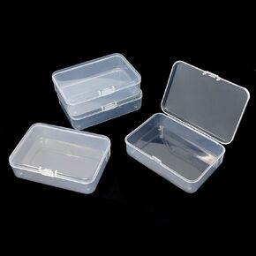 yueton 4pcs Clear White Rectangle Mini Storage Containers Box for Business Card,Accessories,Crafts,Screws,Drills,Battery