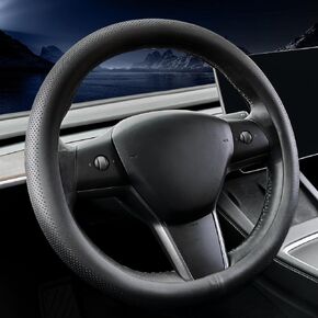 Carbon Fiber Leather Car Steering Wheel Cover ，for Tesla Model 3 / Model Y Steering Wheel Cover