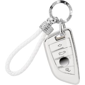 Key Fob Cover with Bling Lanyard, Compatible with Ceed Cerato Forte NIRO Seltos Sorento Soul Sportage Telluride K5 Soft TPU Smart Key Holder 5 Buttons