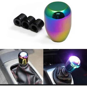 ICBEAMER Neo Chrome Aluminum 2.5" Shift Knob, Fit Automatic and 4, 5 and 6 Speed Manual Transmission Vehicles, Interior Car Gear Lever Stick Shift Handle Automotive Replacement Parts, 1 Piece