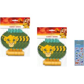 Unique Lion King Birthday Baby Party Supplies Bundle Pack includes 16 Party Blowouts and 1 Dinosaur Sticker Sheet