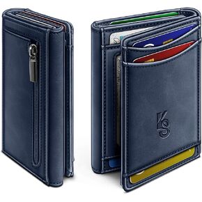 KEMISANT Men Wallet, Leather Wallet Card Holder 13Cards+Bill Pocket+Coin Slot