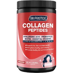 Multi-Collagen-Peptide-Powder with Probiotics, 50 Servings of Hydrolyzed Collagen Peptides with Hyaluronic Acid, Biotin & Multivitamins - Supports Skin, Hair, Nails Health (500g, Unflavored)