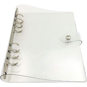 Chris.W 1Pack Transparent Soft PVC 6-Ring Binder Cover w/Snap Button Closure for Ring-Bound Planner Pages, A5 Size(Inner Paper Not Included) (Clear, A5)