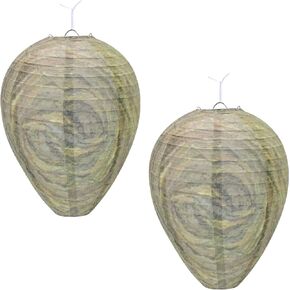 Halatool 2 Pcs Hanging Fake Wasp Nest Decoy Outdoor Fake Hornets Nest Decor for Home and Garden（ Camouflage ）