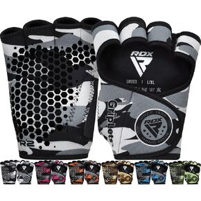 RDX Weight Lifting Gloves Grips, Gym Fitness Workout, Anti Slip Ventilated Open Back Gripper, Strength Training HIIT Exercise Deadlift, Men Women Cycling Rowing Climbing Hanging Pull Ups Gymnastics