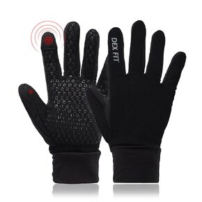 DEX FIT Warm Fleece Winter Outdoor Gloves LG201 Thermal, Ideal for Running, Hiking, Cycling Outdoor in Cold Weather, Touchscreen Compatible, Firm Silicone Grip, Washable; Black XL (10) 1 Pair