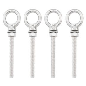 4PCS 316 Stainless Steel Screw Eye Bolts 1/4 x 2 M6 Heavy Duty Extended Threaded Eye Bolt Suitable for Workshop Garage Home Garden Hanging Outdoor Sunshades