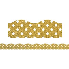 Gold Shimmer with White Polka Dots Clingy Thingies Borders