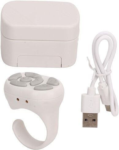 Bluetooth Remote Control App Page Turner, Camera Remote Shutter Selfie Button, Long Distance Control Remote Control Scrolling Ring with Charging Case for Various Cell Phone Systems (Pink) in Saudi Arabia