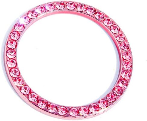 Unique Engine Start Button Bling Ring Cover,Key Ignition Starter & Knob Ring Crystal Rhinestone Cover, Push Start Button Cover Diamond Decor, Car Emblem Badge Sticker Women 2Pcs (Pink) in Saudi Arabia